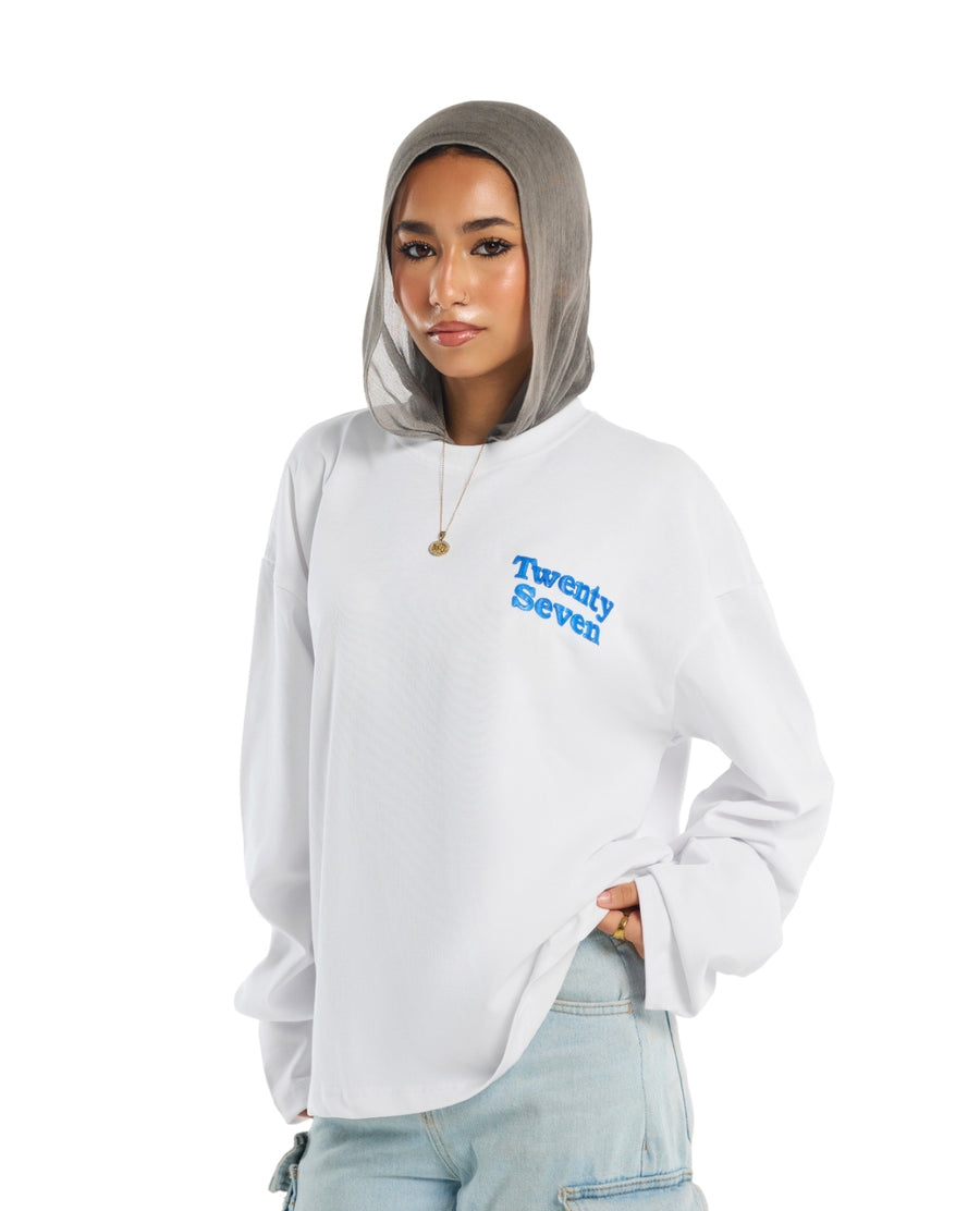 WHITE X BLUE BASIC LONGSLEEVE
