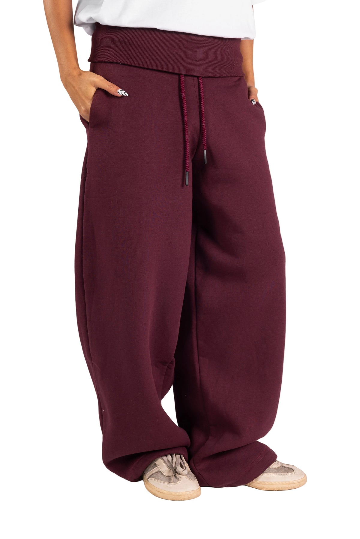 BURGUNDY FOLDED SWEATPANTS