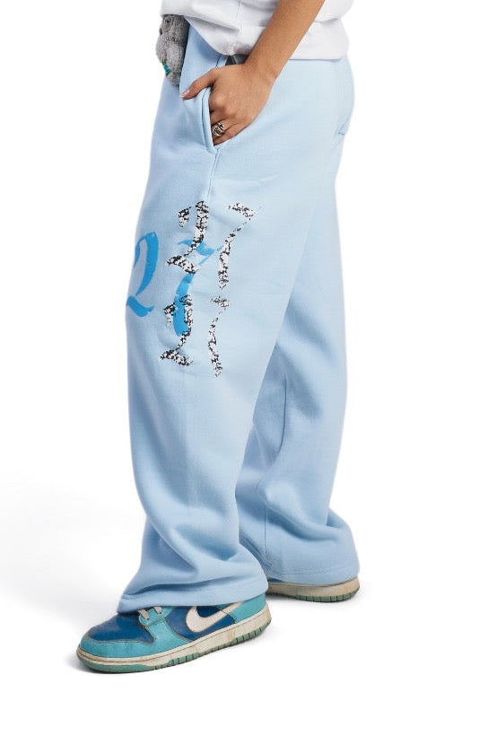 Baby blue double trouble sweatpants