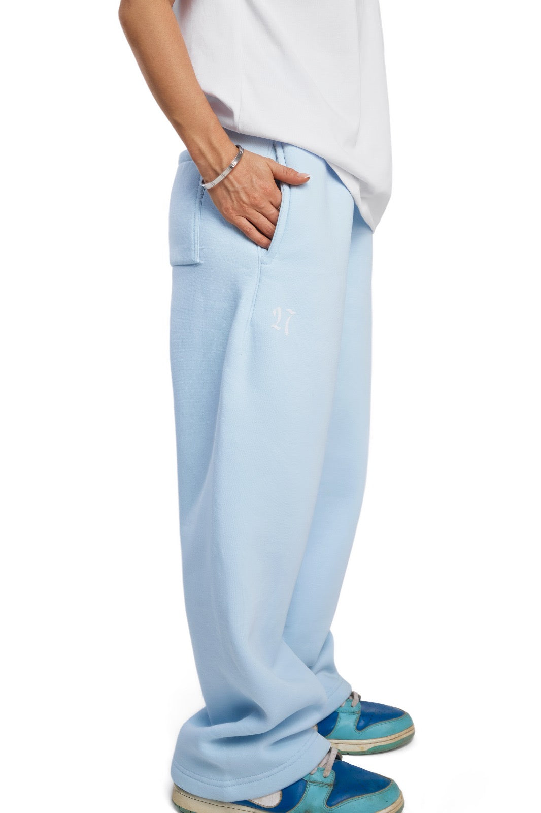 Baby blue double trouble sweatpants