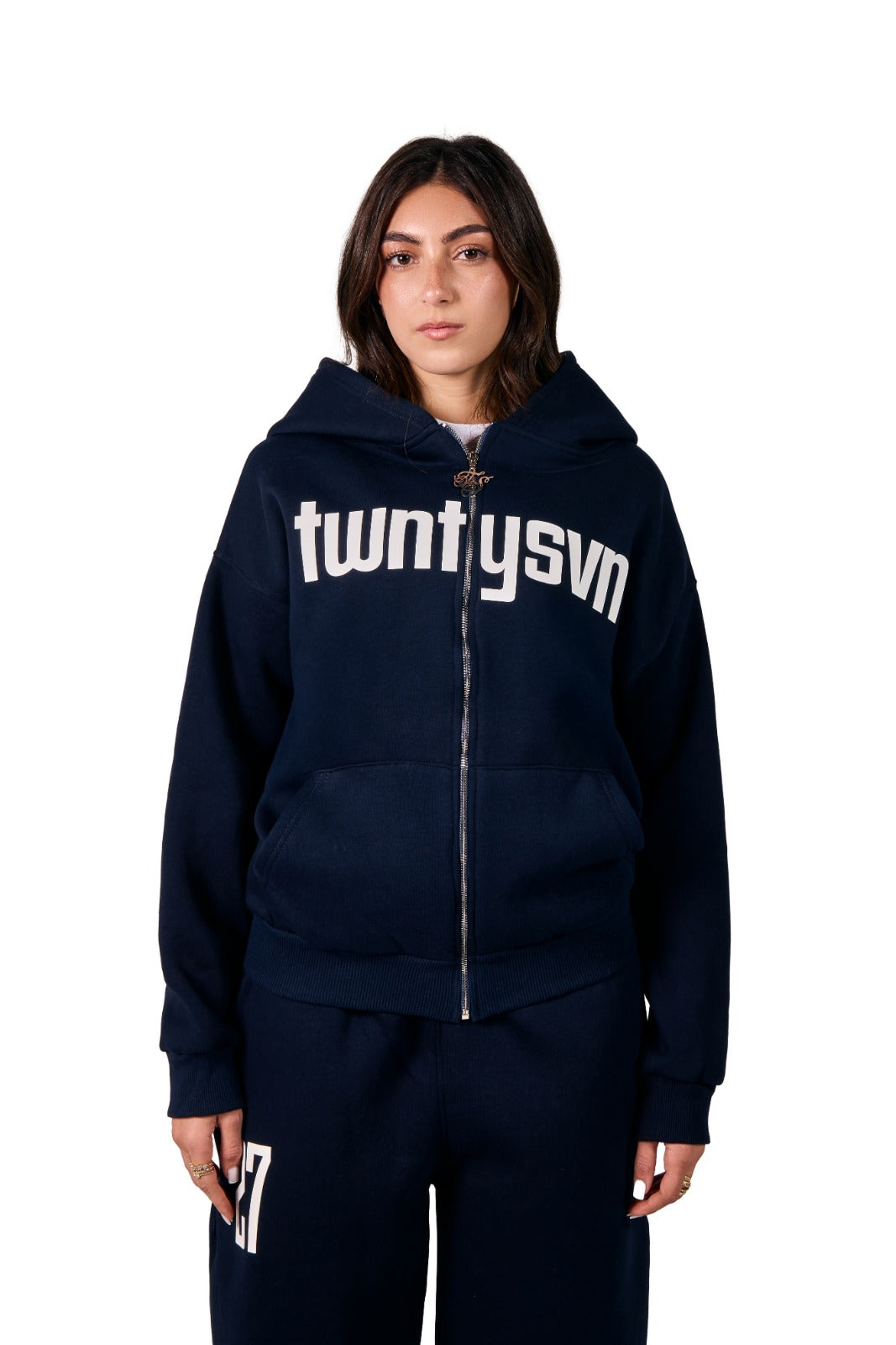 navy 27 zip up