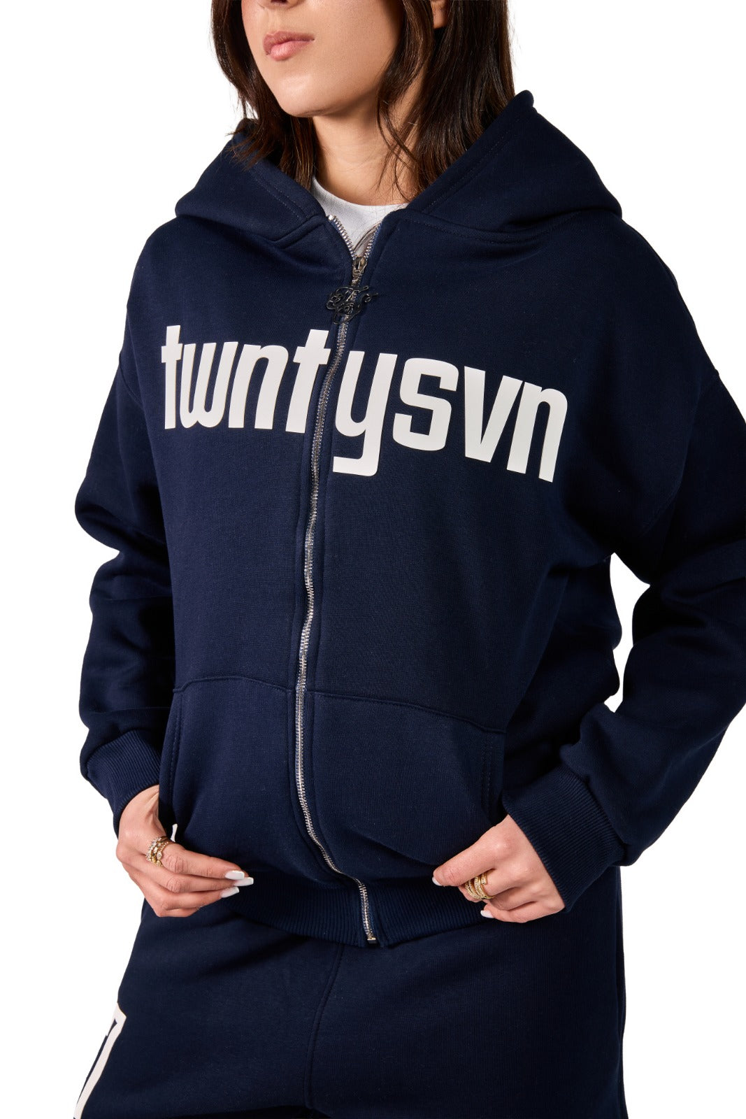navy 27 zip up