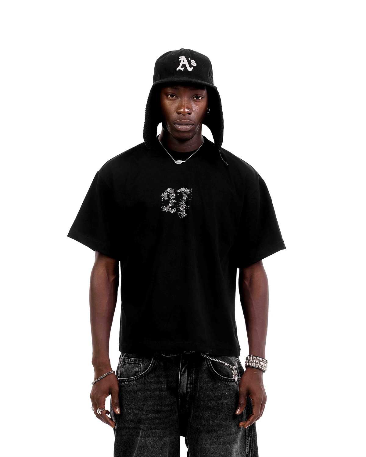 Crushed Type Black Tee